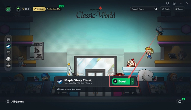 Verbindung für MapleStory Classic World mit LagZapper optimieren