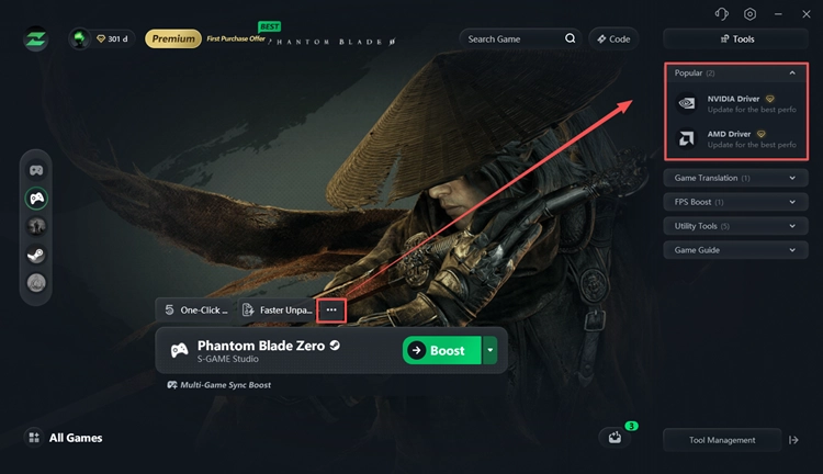 NVIDIA and AMD graphics driver update tools in LagZapper